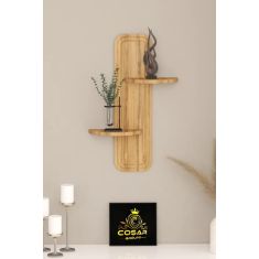 Stewehome Διακοσμητικό ράφι τοίχου από MDF με ξύλινη υφή και πυραμιδικό σχέδιο (Λευκό) 70x46x13 cm 581414 |  Ραφιέρες τοίχου στο espiti