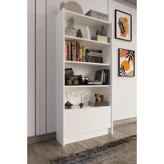 Stewehome Βιβλιοθήκη με 5 ράφια και πόρτες από βιομηχανικό ξύλο (Ατλαντικό πεύκο) 65x22x151 cm 324910 |  Βιβλιοθήκες στο espiti