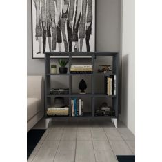 Stewehome Μοντέρνο ραφιέρα βιβλίων με 9 τετράγωνα διαμερίσματα από συνθετικό ξύλο 86x19x90 cm 476264 |  Βιβλιοθήκες στο espiti