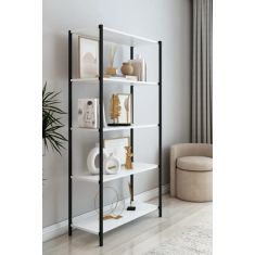 Stewehome Πολυχρηστική βιβλιοθήκη με 5 ράφια από μέταλλο για γραφείο και κουζίνα (Ατλαντικό πεύκο) 50x28x150 cm 290280 |  Βιβλιοθήκες στο espiti