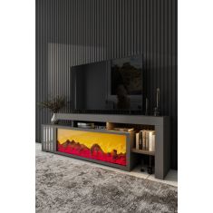 Stewehome Διακοσμητική ηλεκτρική τεχνητή εστία και έπιπλο τηλεόρασης με τηλεχειριστήριο ηχείο 160x28x52 cm 805931 |  Έπιπλα τηλεόρασης στο espiti