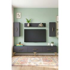 Stewehome Σετ μονάδας τηλεόρασης με ράφι 180x30x41 cm 592707 |  Έπιπλα τηλεόρασης στο espiti