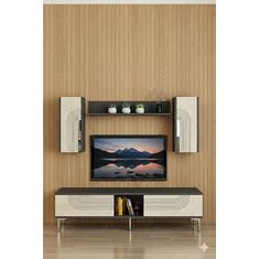 Stewehome Σετ μονάδας τηλεόρασης με ντουλάπια μοντέρνου στιλ 150x30x41 cm 779216 |  Έπιπλα τηλεόρασης στο espiti