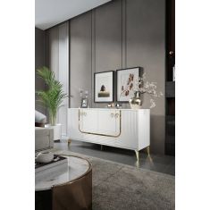 Stewehome Κονσόλα από Συνθετικό ξύλο με πόρτες MDF με επένδυση μεμβράνης για το σαλόνι 160x40x83 cm 375020 |  Βιτρίνες - Έπιπλα εισόδου στο espiti