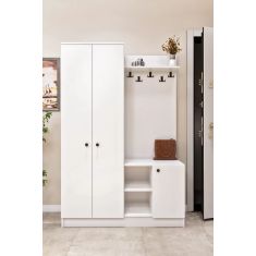 Stewehome Μοντέρνα ντουλάπα παπουτσοθήκη με πόρτες ράφια και κρεμάστρα από Συνθετικό ξύλο 120x180x180 cm 203623 |  Καλόγεροι -Κρεμάστρες στο espiti