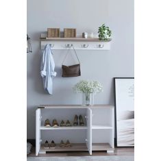Stewehome Σκανδιναβικού στιλ ντουλάπα εισόδου παπουτσοθήκη και κρεμάστρα τοίχου από Συνθετικό ξύλο 90x33x52.5 cm 732530 |  Καλόγεροι -Κρεμάστρες στο espiti