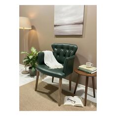 Stewehome πολυθρόνα από δέρμα με ξύλινα πόδια 60x60 cm 413626 |  Πολυθρόνες σαλονιού στο espiti