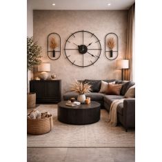Stewehome Μεταλλικό ρολόι τοίχου με σετ γλαστρών 51x56 cm 968663 |  Ρολόγια στο espiti