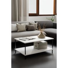 Stewehome Μεταλλικό τραπεζάκι σαλονιού με ράφι μοντέρνου σχήματος ορθογώνιο (Διάσταση: | Χώρα προέλευσης: TR cm) 90x60x42 cm 796955 |  Τραπεζάκια σαλονιού στο espiti