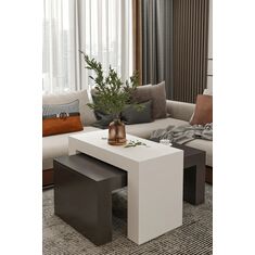 Stewehome Σετ 2 μοντέρνα τραπεζάκια σαλονιού ορθογώνια από σουνταλάμ 50x90 cm 855961 |  Τραπεζάκια σαλονιού στο espiti