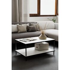Stewehome μοντέρνο ορθογώνιο τραπεζάκι σαλονιού με ράφι από μέταλλο (Διάσταση: | Χώρα προέλευσης: TR cm) 90x60x42 cm 580863 |  Τραπεζάκια σαλονιού στο espiti