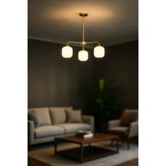 Stewehome μοντέρνο φωτιστικό οροφής με γυαλί για σαλόνι και καθιστικό με 3 λαμπτήρες (Yukseklik: 71 80 cm | Χώρα προέλευσης: TR) 484828 |  Οροφής στο espiti