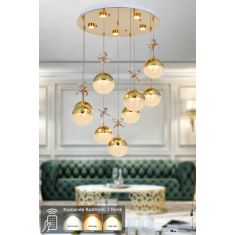 Stewehome Μοντέρνο πολυέλαιο με 9 λαμπτήρες LED και τηλεχειριστήριο για διάδρομο ή χολ 50x50 cm 961261 |  Οροφής στο espiti