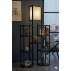Stewehome διακοσμητικός φωτισμός δαπέδου με ράφι μαύρος Μαύρο 270603 |  Δαπέδου στο espiti