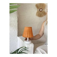 Stewehome ράταν και μπαμπού επιτραπέζιο ασύρματο επιτραπέζιο φωτιστικό με λευκή βάση Πορτοκαλί 9236606 |  Επιτραπέζια στο espiti