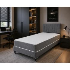 Stewehome Μονό Κρεβάτι Γκρι με Στρώμα και Υφασμάτινο Κεφαλάρι 90x190 cm 16702581 |  Κρεβάτια στο espiti