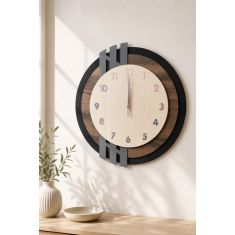 Stewehome Σκανδιναβικό ρολόι τοίχου από MDF με στρογγυλό σχήμα και ήσυχο μηχανισμό σε μποέμ στυλ 43x43 cm 59266082 |  Ρολόγια στο espiti