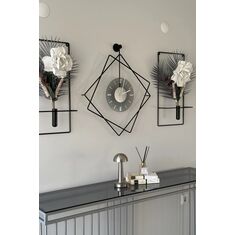 Stewehome Σετ 5 τεμαχίων μεταλλικού ασύμμετρου τοίχου ρολογιού με γυαλί και μαύρο φινίρισμα μοντέρνου στυλ 50x60 cm 56269150 |  Ρολόγια στο espiti