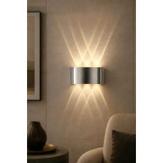 Stewehome ηλεκτρική led απλίκα τοίχου με διπλή κατεύθυνση φωτισμού σε μοντέρνο διακοσμητικό ασημί σχεδιασμό 35265899 |  Απλίκες στο espiti