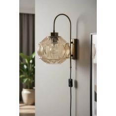 Stewehome μοντέρνος διακοσμητικός φωτισμός τοίχου με γυάλινο φις σε χρώμα μέλι για σαλόνι υπνοδωμάτιο καφέ ξενοδοχείο Πολύχρωμο 74220901 |  Απλίκες στο espiti