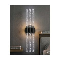Stewehome μοντέρνο φωτιστικό τοίχου με led και 3 κεφαλές για το σαλόνι σε μαύρο χρώμα με τηλεχειριστήριο 62233327 |  Απλίκες στο espiti