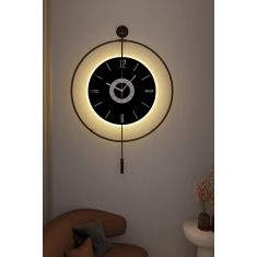 Stewehome Μεταλλικό ρολόι τοίχου με μπαταρία και LED σύστημα στρογγυλό Χρυσό 50x75 cm 441149 |  Ρολόγια στο espiti
