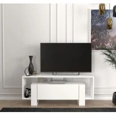 Stewehome Έπιπλο Τηλεόρασης σε Λευκή Απόχρωση 120x29.6x48.6 cm 427986 |  Έπιπλα τηλεόρασης στο espiti