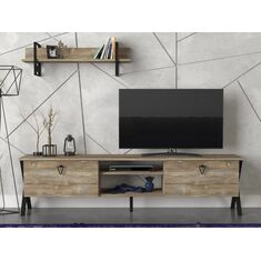Stewehome Σύνθετο Τηλεόρασης Με 1 Ράφι &amp; Σιδερένια Πόδια 180x31.5x46.8 cm 279246 |  Έπιπλα τηλεόρασης στο espiti