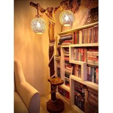 Stewehome Το Ξύλινο Φωτιστικό Δαπέδου 180 cm Σειράς Φετιγιέ Φυσικό Ξύλινο Φωτιστικό Δαπέδου Κορμός Γωνιακός Φωτισμός-καφέ180cm 834422 |  Δαπέδου στο espiti