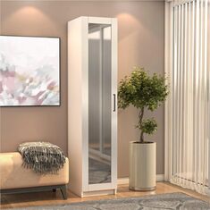 Stewehome Λευκή Μονόφυλλη Ντουλάπα με Καθρέφτη 190x40x45 cm 288962 |  Ντουλάπες ρούχων στο espiti