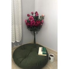 Stewehome Μικρό στρογγυλό μαξιλάρι δαπέδου με μαξιλάρι σε χακί χρώμα Χακί 60x60 cm 991638 |  Πουφ στο espiti