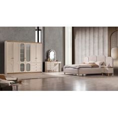 Stewehome Πολυτελής Κρεβατοκάμαρα MDF με Αποθηκευτικό Χώρο –μπεζ 160x200 cm 155268 |  Σέτ Κρεβατοκάμαρας στο espiti