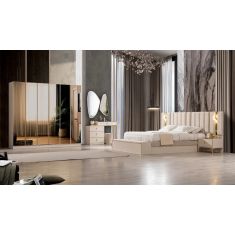 Stewehome Σετ Κρεβατοκάμαρας Πολυτελείας με Καθρέφτες και Βάση μπεζ 240x220x60 cm 619929 |  Σέτ Κρεβατοκάμαρας στο espiti