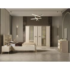 Stewehome Μοντέρνο Σετ Κρεβατοκάμαρας με Ντουλάπα Κρεβάτι &amp; Συρταριέρα -μπεζ 160x200 cm 537930 |  Σέτ Κρεβατοκάμαρας στο espiti