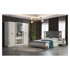 Stewehome Σετ κρεβατοκάμαρας λευκό &amp; γκρι 160x200 cm 683924 |  Σέτ Κρεβατοκάμαρας στο espiti