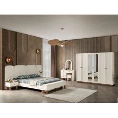Stewehome Ολοκληρωμένο Σετ Κρεβατιού με Ντουλάπα και Κομοδίνα εκρού δρυς 209x268x213 cm 773509 |  Σέτ Κρεβατοκάμαρας στο espiti