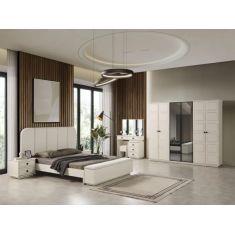 Stewehome Σετ Κρεβατοκάμαρας Λευκό Κρεβάτι και Ντουλάπα με Μοντέρνα Σχέδια 205x241.5x210 cm 446415 |  Σέτ Κρεβατοκάμαρας στο espiti