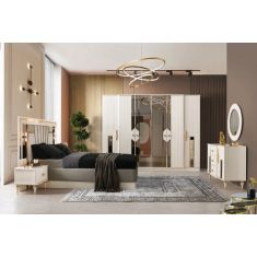 Stewehome Σετ Κρεβατοκάμαρας 5 τεμ. Μοντέλο πολυτελείας σε λευκό και χρυσό 160x200 cm 668602 |  Σέτ Κρεβατοκάμαρας στο espiti