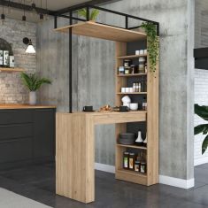 Stewehome Έπιπλο Μπαρ με Ράφια Δρυς &amp; Μεταλλικό Σκελετό 120x55x181 cm 857847 |  Τραπέζια στο espiti