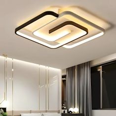 Stewehome Mabel Μοντέρνο LED Φωτιστικό 3 Χρωμάτων Σχέδιο Πλαφονιέρα-Λευκό / Μαύρο 50x50x10 cm 539912 |  Οροφής στο espiti