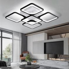Stewehome 4+1 Μοντέρνο 3 Χρώματα LED Μαύρο Πλαφόνιερ Πολυτελής 65x8 cm 850974 |  Οροφής στο espiti