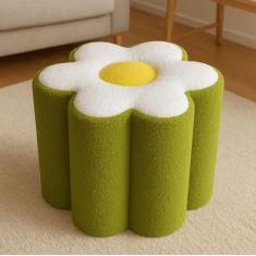 Stewehome Daisy Μαργαρίτα Πουφ Πράσινο Peluş Στρογγυλό 70x44 cm 636717 |  Πουφ στο espiti