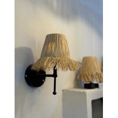 Stewehome Χειροποίητο Ραφιά Απλίκ Τοίχου Boho με Φυσική Φούντα Ασύρματο 30x24 cm 311975 |  Απλίκες στο espiti