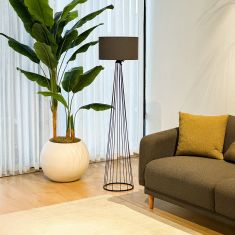 Stewehome Μοντέρνο επιδαπέδιο φωτιστικό δαπέδου σε μαύρο χρώμα μεταλλική βάση 38x140x140 cm 273044 |  Δαπέδου στο espiti