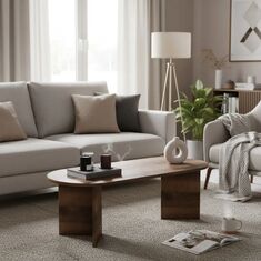 Stewehome Μοντέρνο Τραπεζάκι Σαλονιού Οβάλ σε Χρώμα Καρυδιάς 118x50x40 cm 375395 |  Τραπεζάκια σαλονιού στο espiti