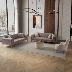 Stewehome Δίχρωμο Σετ Καναπέδων 3+3+1+1 Καφέ 224x90x76 cm 995216 |  Καναπέδες στο espiti