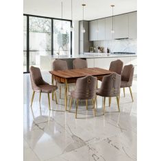 Stewehome ορχιδέα σετ τραπεζαρίας 6 ατόμων καρυδί καφέ 44x45x105 cm 826964 |  Σετ τραπεζαρίες στο espiti