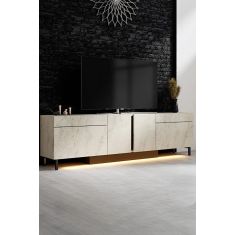 Stewehome Paris Έπιπλο TV με Πόδια Συμμετρικές Πόρτες &amp; Κεντρικό Άνοιγμα -ΤΡΑΒΕΡΤΙΝΗ / μπεζ 180x32x50 cm 288630 |  Έπιπλα τηλεόρασης στο espiti