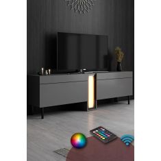 Stewehome Nova Έπιπλο TV με RGB LED Τηλεχειριστήριο &amp; 2 Πόρτες-Ανθρακίτης 180x32x55 cm 397905 |  Έπιπλα τηλεόρασης στο espiti