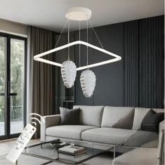 Stewehome Κρεμαστό Φωτιστικό Venna Διπλό Λευκό Χρώμιο LED με Τηλεχειρισμό 45x90x90 cm 602798 |  Οροφής στο espiti